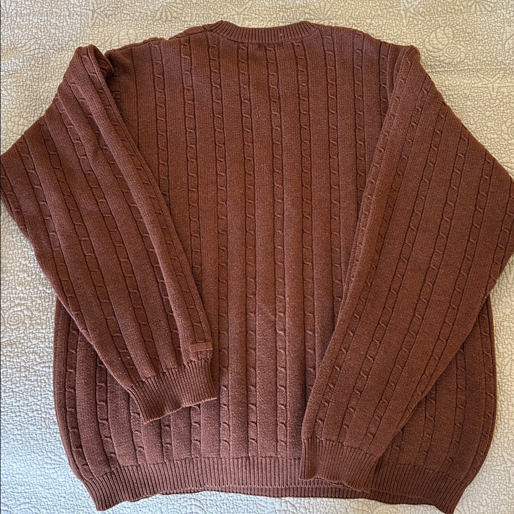 IZOD Vintage Men's Rust Cable Knit Sweater 100% Cotton - Picture 4 of 4